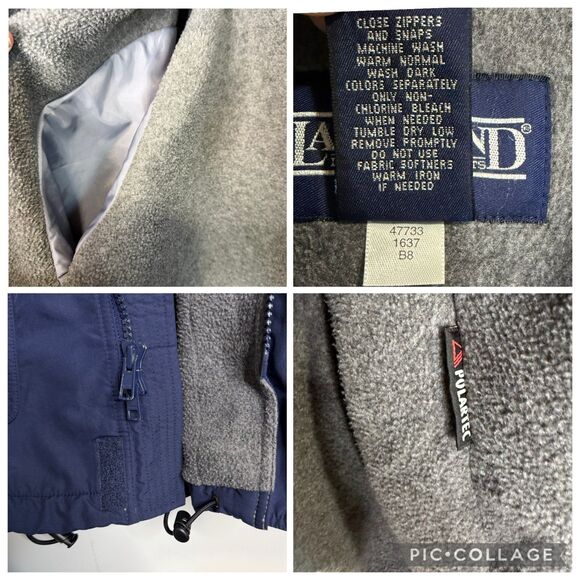 Lands' End Parka Coat Mens Tall XL 46-48 Navy Blue Full Zip Hooded Fleece Lined - Picture 16 of 16